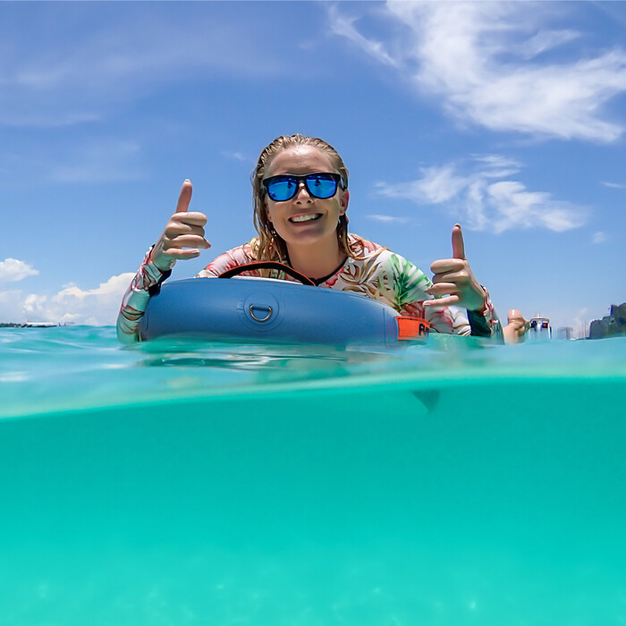 Kid uppblåsbar Paddle Board Bodyboard - blå löv