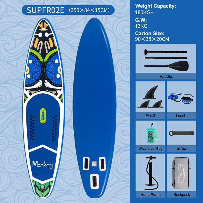 Uppblåsbar Surfing Paddle Board 11'6" - Apblått