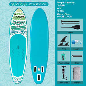 Uppblåsbar Surfing Paddle Board 11' - Hav himmelsblå