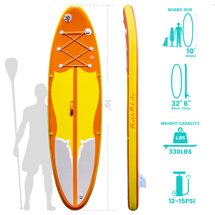 Uppblåsbar Surfing Paddle Board 11' - Apelsin