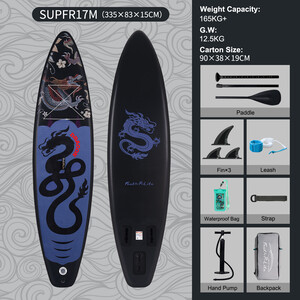 Uppblåsbar Surfing Paddle Board 11' - Svart drake